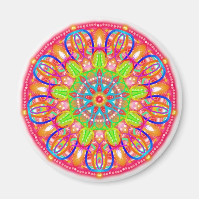 Imã Blue Petal Flower Mandala Boho Magnet (Frente)