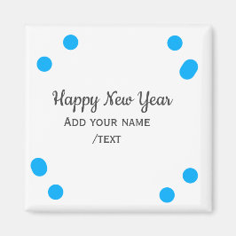 Imã Blue polkadots happy new year add name messasimple