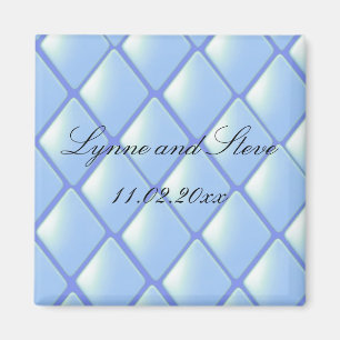 Imã Blue Quilted Diamond Save the Date