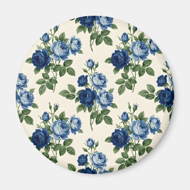 Imã Blue Rose Floral Pattern (Frente)