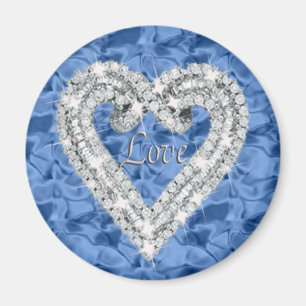Imã Blue Round Love Diamond Heart Magnet