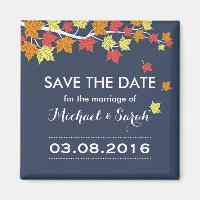 Blue Save The Date Maple Leaf Casamento outono Mag