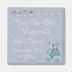 Imã Blue Save the Date Teddy Bear Boy Chá