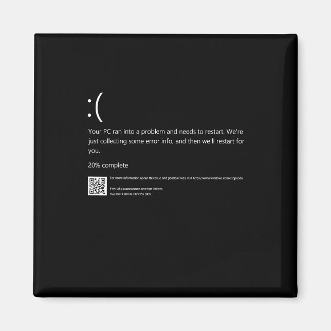 Imã Blue Screen of Death IT Geek Halloween Party DIY (Frente)