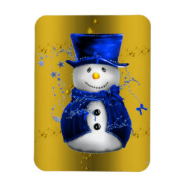 Ímã Blue Snowman no Dourado Natal