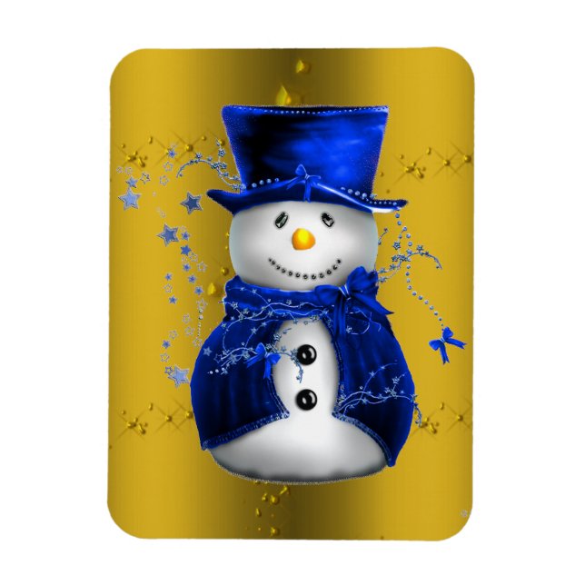 Ímã Blue Snowman no Dourado Natal (Vertical)