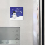 Imã Blue Snowman Winter Scenery Christmas Magnet<br><div class="desc">Adicione um toque festivo à sua cozinha nesta temporada de festas com um imundo Blue Snowman Winter Scenery Christmas Magnet. O design do Magnet apresenta um feliz boneco de neve em uma cena de neve contra um fundo azul real adornado com flocos de neve de cor correspondente. Itens adicionais de...</div>