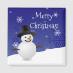 Imã Blue Snowman Winter Scenery Christmas Magnet<br><div class="desc">Adicione um toque festivo à sua cozinha nesta temporada de festas com um imundo Blue Snowman Winter Scenery Christmas Magnet. O design do Magnet apresenta um feliz boneco de neve em uma cena de neve contra um fundo azul real adornado com flocos de neve de cor correspondente. Itens adicionais de...</div>