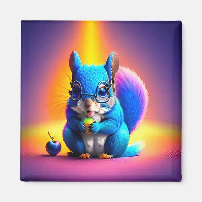 Imã Blue Squirrel Eating A Fruit-79577 (Frente)