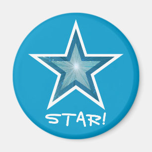 Imã Blue Star Fidge 'STAR!' azul redondo