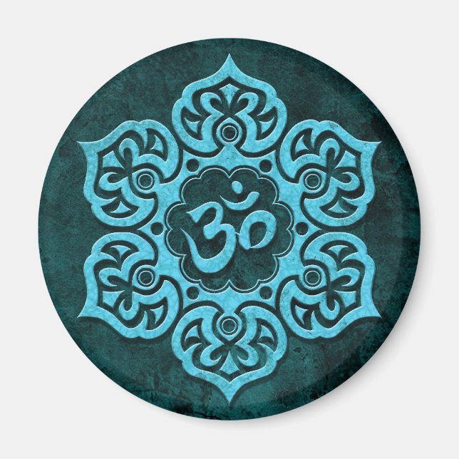 Imã Blue Stone Floral Om (Frente)