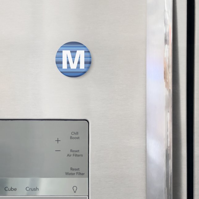 Imã Blue Stripes Monograma - Letra Magnet para Criança (In Situ (Fridge))