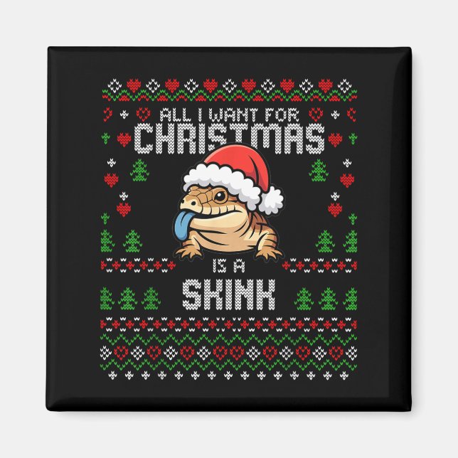 Imã Blue Tongued Skink Christmas Ugly Xmas Sweater Her (Frente)