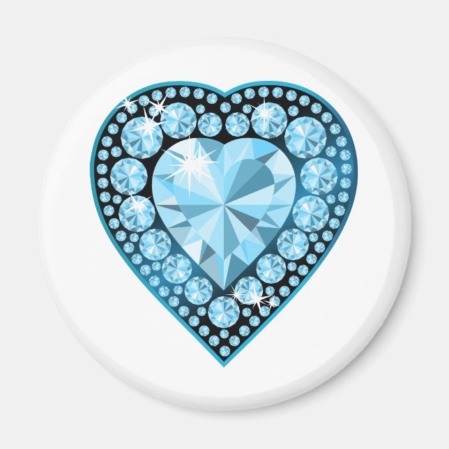 Imã Blue Topaz Gem Heart (Frente)