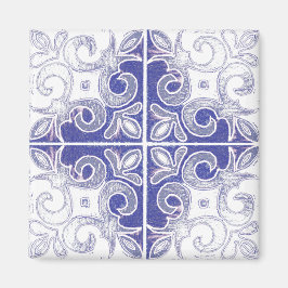 Imã Blue White Swirl Inspirado por Azulejos portuguese