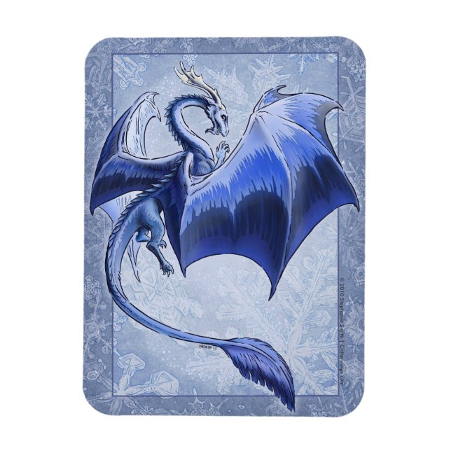 Ímã Blue Winter Dragon Nature Fantasy Art (Vertical)