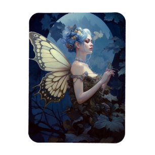 Ímã Blue Woodland Fairy Fantasy Art