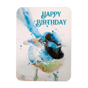 Ímã Blue Wren Watercolor Happy Birthday Wrens Aqua
