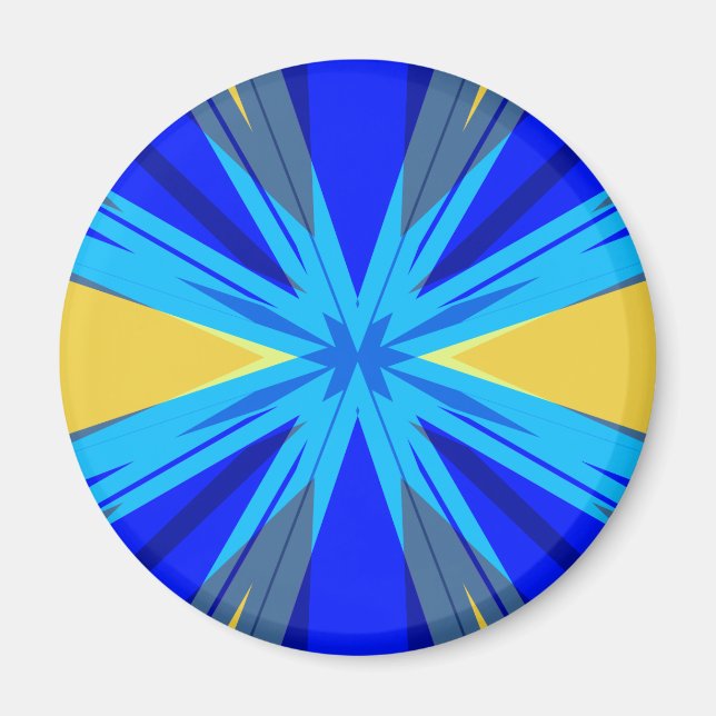 Imã Blue Yellow Winter Christmas Xmas Star Starburst (Frente)
