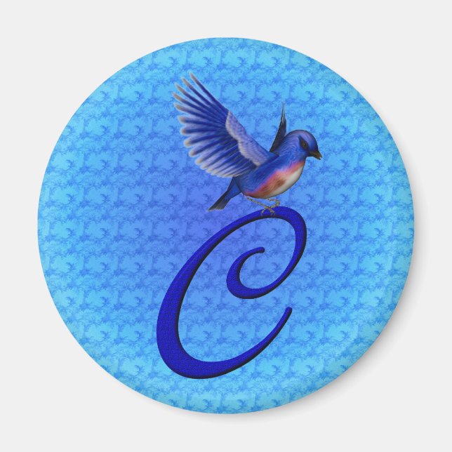 Imã Bluebird Elegante Monograma Inicial C (Frente)