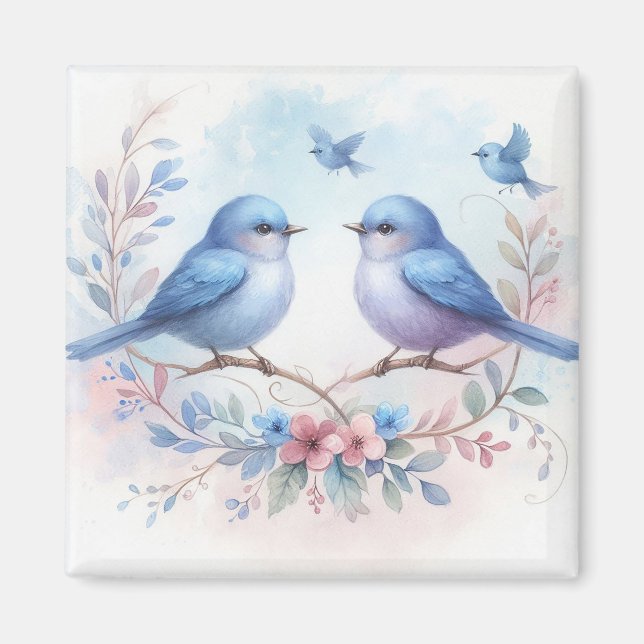 Imã Bluebird Harmony em um Magnete Floral Perch (Frente)