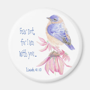 Imã Bluebird inspirado do 40:10 de Isaiah da escritura