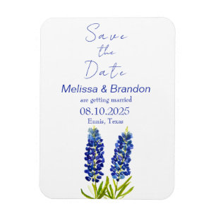 Ímã Bluebonnets Florais Azuis Casamento Rústico Texas