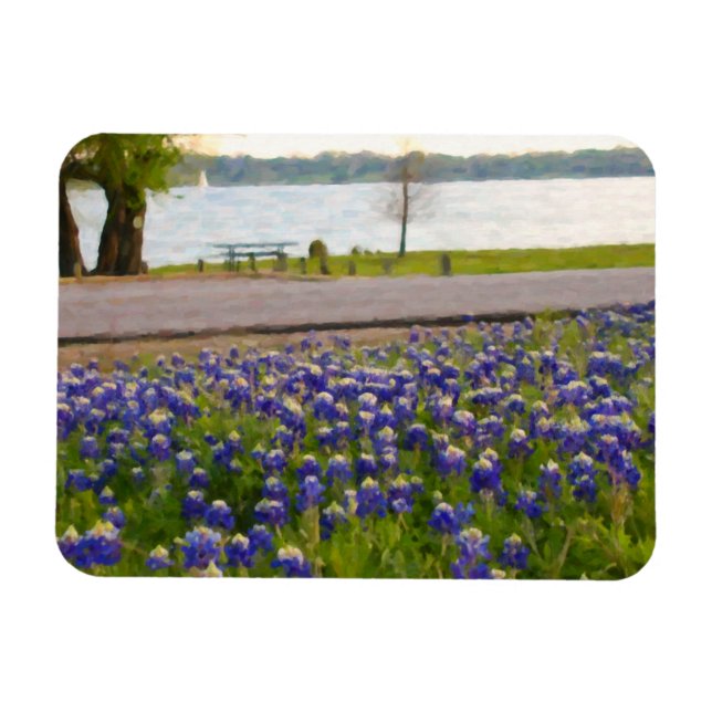 Ímã Bluebonnets pelo lago (Horizontal)