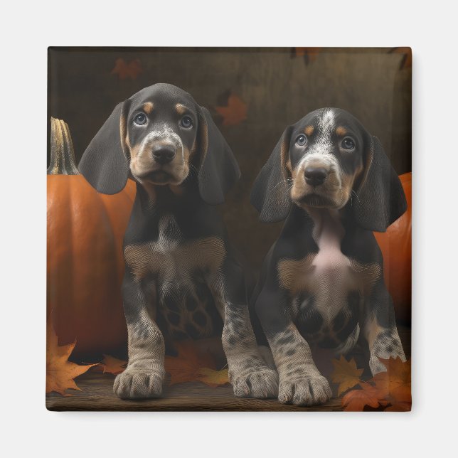 Imã Bluetick Conhound Puppy Autumn - Pumpkin (Frente)