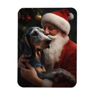 Ímã Bluetick Coonhound Com Papai Noel Natal