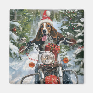 Imã Bluetick Coonhound Dirigindo motocicleta Natal