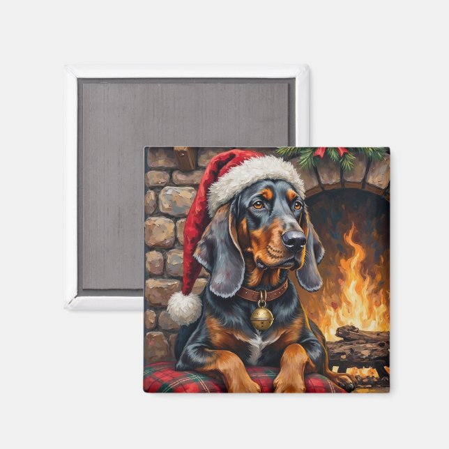 Imã Bluetick Coonhound Dog Cozy Lodge Christmas (Front/Back)