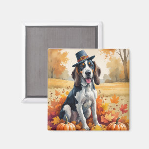Imã Bluetick Coonhound Folhas de Outono Arte do Dia de