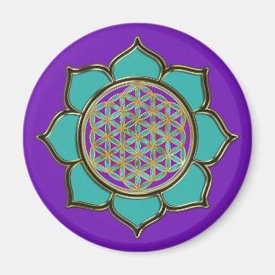 Imã Blume des Lebens Lotus - türkis / roxo