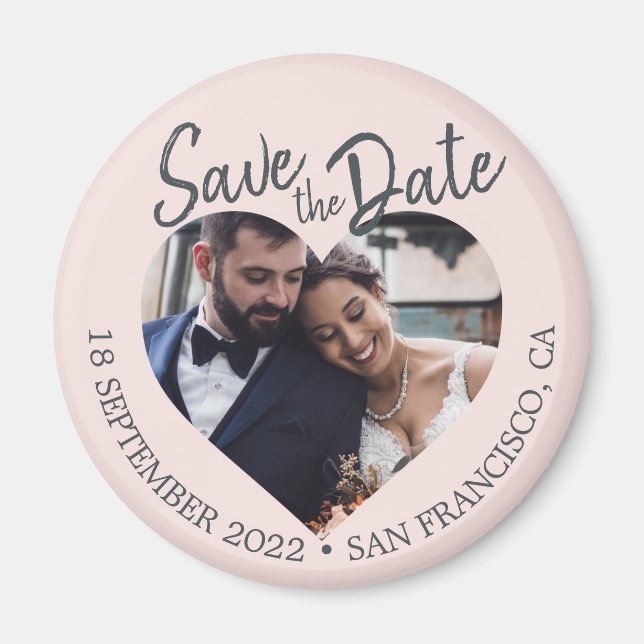 Imã Blush Photo Modern Script Save the Date (Frente)