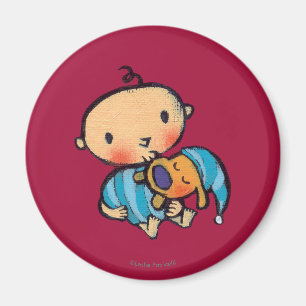 Imã Boa noite Beija Puppy Adorável de Pijama Azul