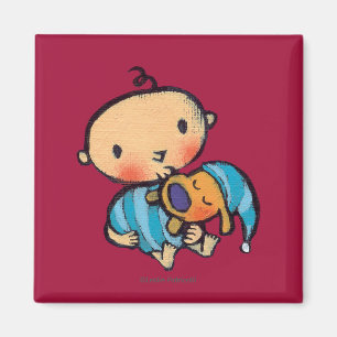 Imã Boa noite Beija Puppy Adorável de Pijama Azul