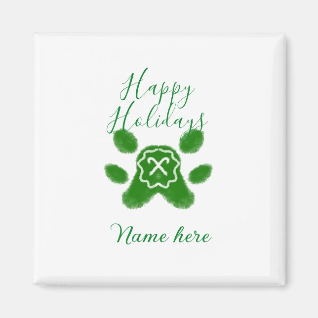 Imã Boas festas, animais de estimação de cães verdes e (Frente)