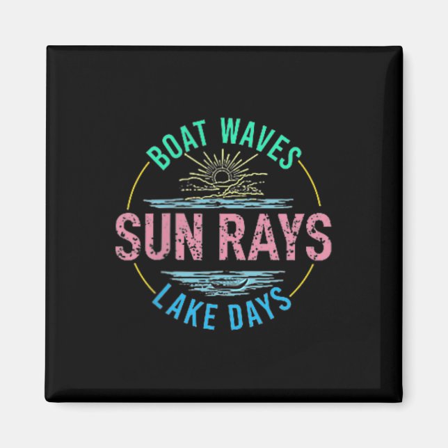 Imã Boat Waves Sun Rays Dias Láteos Dias Fóco Retro 70 (Frente)