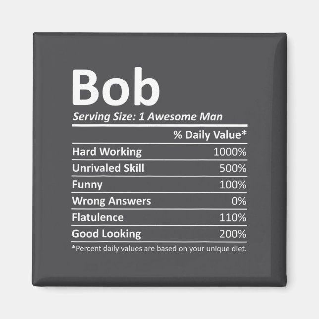 Imã Bob Nutrition Funny Birthday D Name Gif  (Frente)