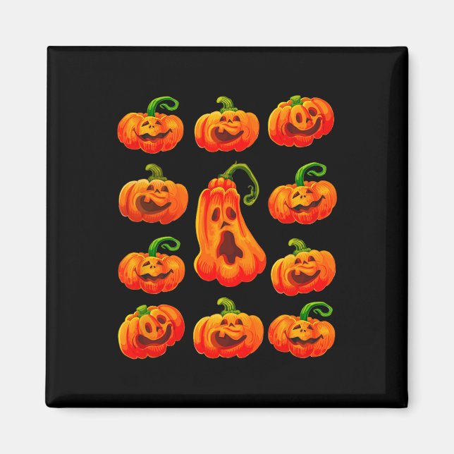 Imã Bobo Pumpkin Rostos Spooky Jack-o- (Frente)
