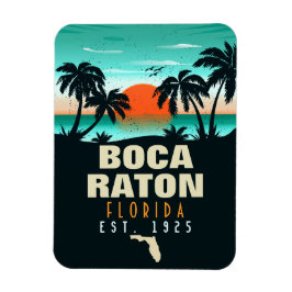 Ímã Boca Raton Florida Retro Sunset Beach Souvenirs