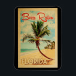 Ímã Boca Raton Magnet Flórida Palm Tree Beach Vintage<br><div class="desc">Design Boca Raton Florida em estilo Viagens vintage apresentando uma palmeira na praia com oceano e céu.</div>