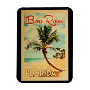 Ímã Boca Raton Magnet Flórida Palm Tree Beach Vintage