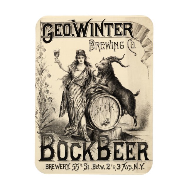 Ímã Bock Beer Breer Co Lager Vintage Antique Rustic (Vertical)