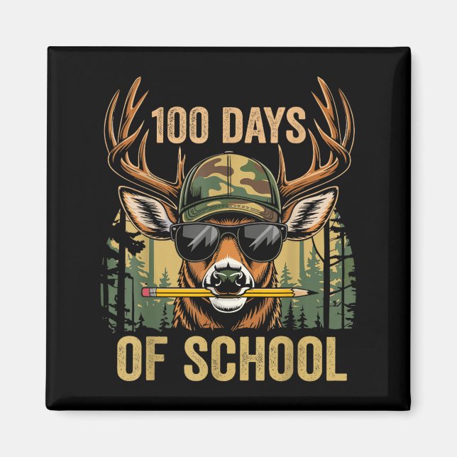 Imã Bode Engraçado de 100 Dias de Escola Camuflado Vea (Frente)