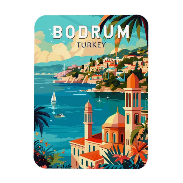 Ímã Bodrum Turkey Viagem Art Vintage (Vertical)