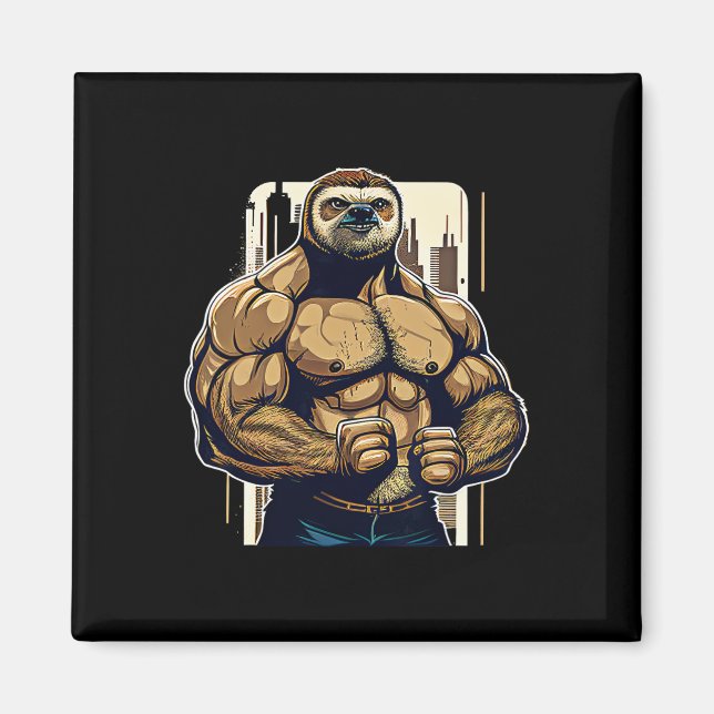 Imã Bodybuilder Sloth Funny Bodybuilding Sloth Malhaçã (Frente)