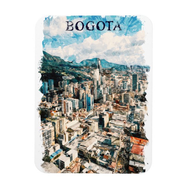 Ímã Bogota Colombia CIty View Watercolor (Vertical)