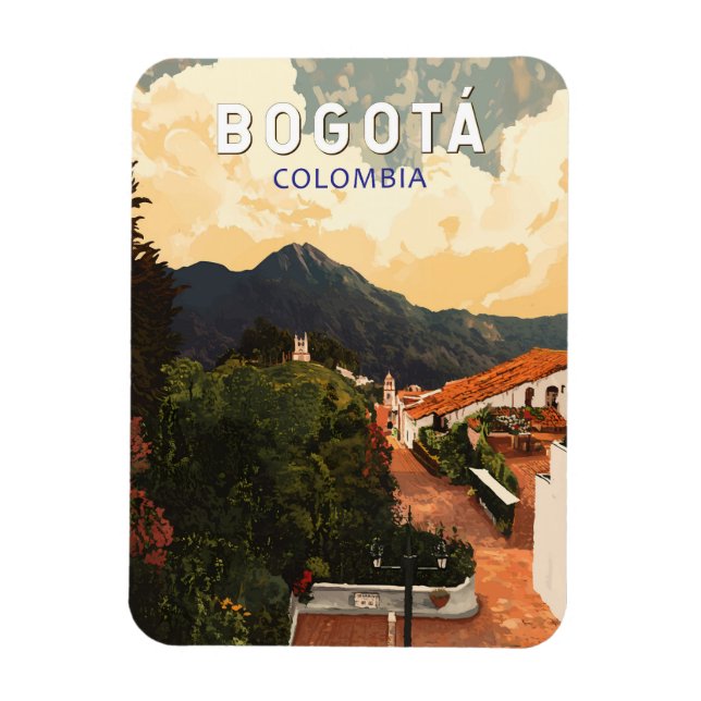 Ímã Bogota Colombia Illustration Viagem Art Vintage (Vertical)